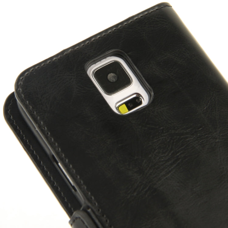 Crazy Horse Texture Leather Case with Credit Card Slots & Holder for Galaxy S5 / G900 (Black)