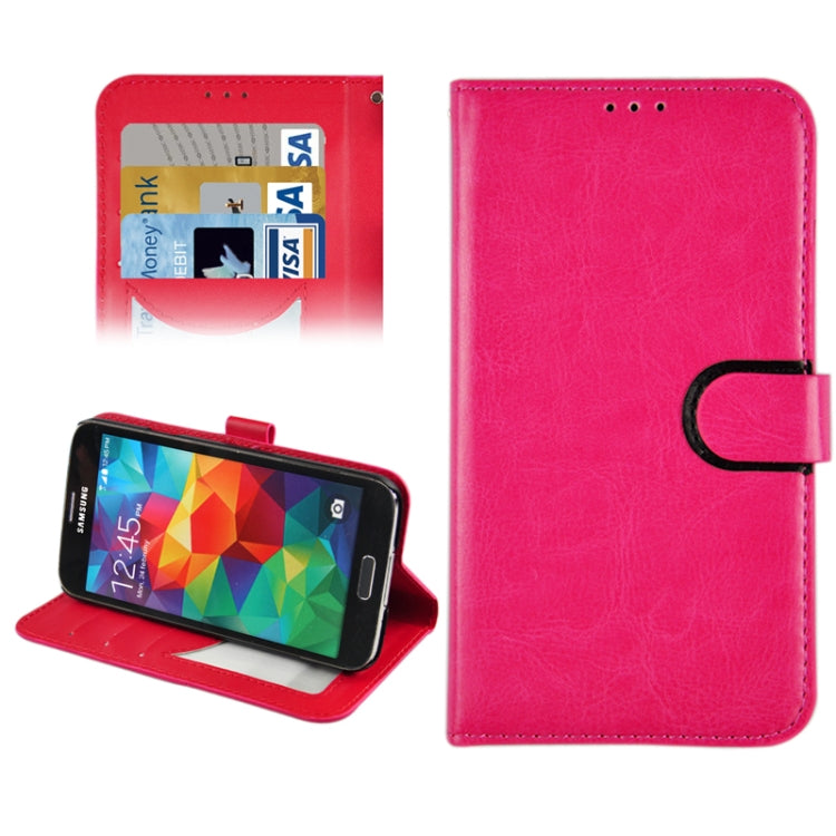 Crazy Horse Texture Horizontal Flip Leather Case with Credit Card Slots & Holder for Galaxy S5 / G900 (Magenta)