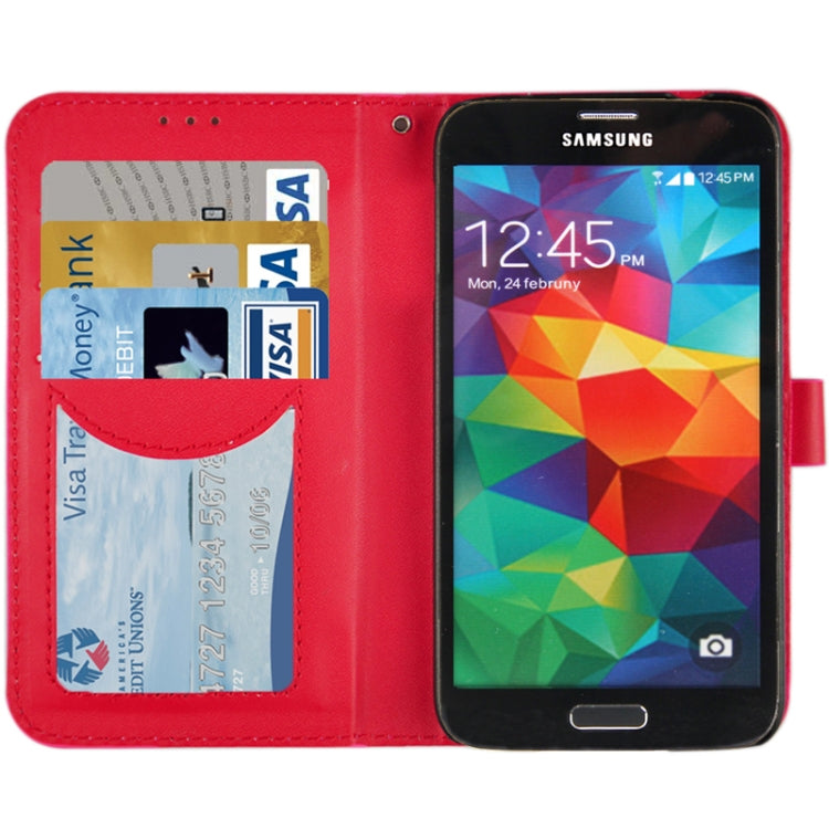 Crazy Horse Texture Horizontal Flip Leather Case with Credit Card Slots & Holder for Galaxy S5 / G900 (Magenta)