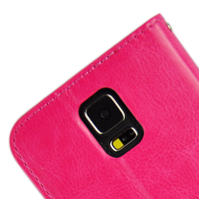 Crazy Horse Texture Horizontal Flip Leather Case with Credit Card Slots & Holder for Galaxy S5 / G900 (Magenta)