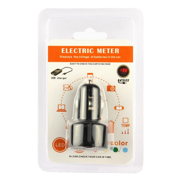 5V 2.1A LED USB Car Charger with Electric Meter for Galaxy S6 / S5 / G900 / S IV (i9500)