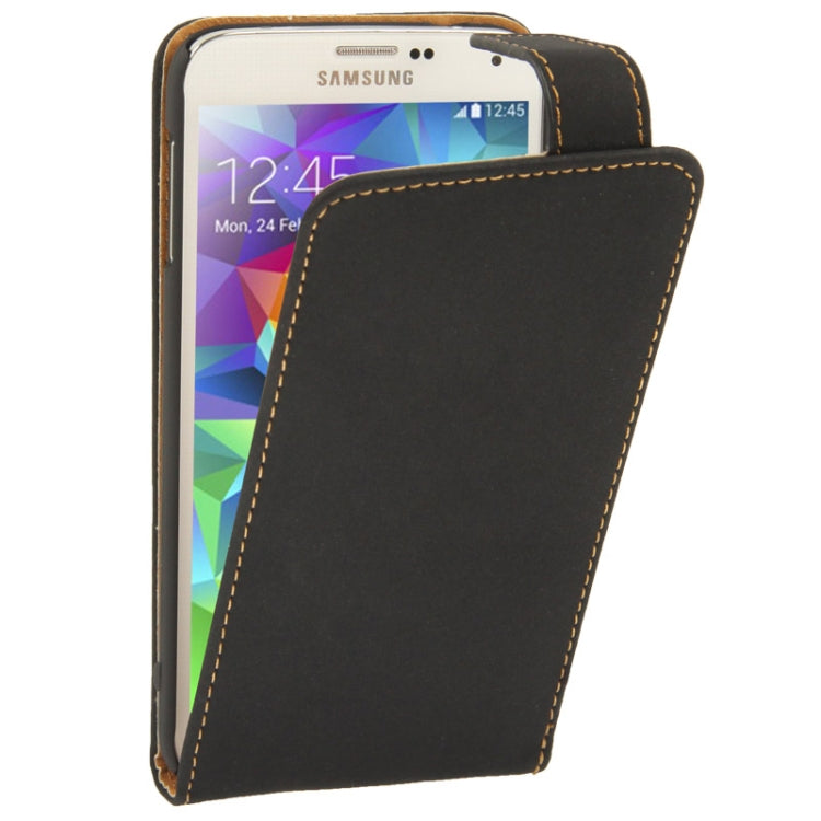 Scrub Vertical Flip Leather Case for Galaxy S5 / G900(Black)
