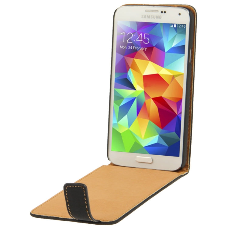 Scrub Vertical Flip Leather Case for Galaxy S5 / G900(Black)