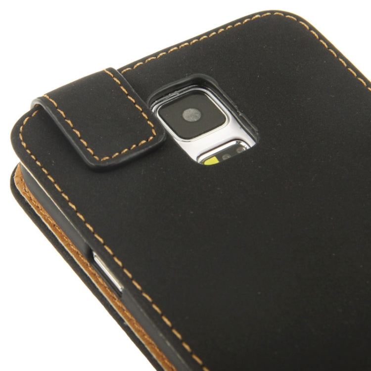 Scrub Vertical Flip Leather Case for Galaxy S5 / G900(Black)