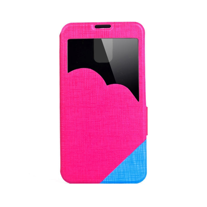 Mesh Texture Horizontal Flip Leather Case with Call Display ID for Galaxy S5 / G900(Magenta)