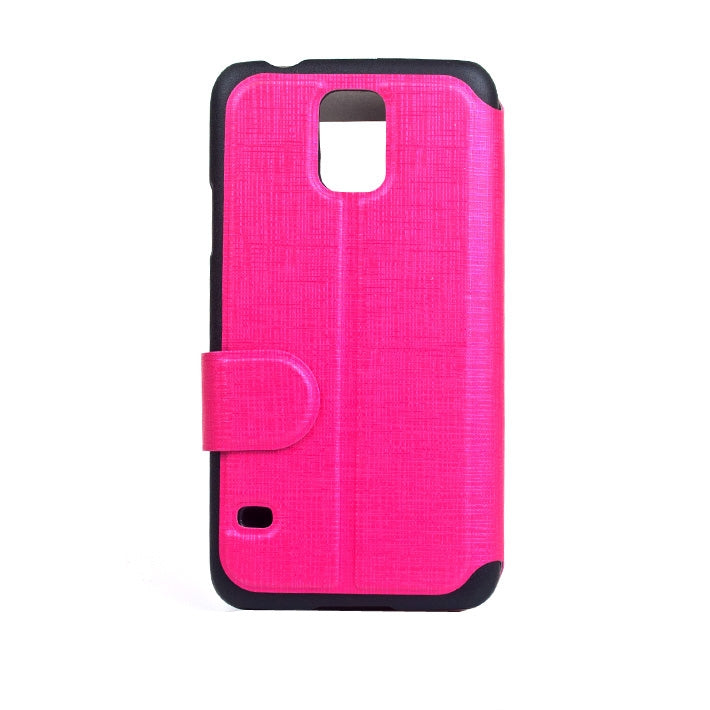 Mesh Texture Horizontal Flip Leather Case with Call Display ID for Galaxy S5 / G900(Magenta)
