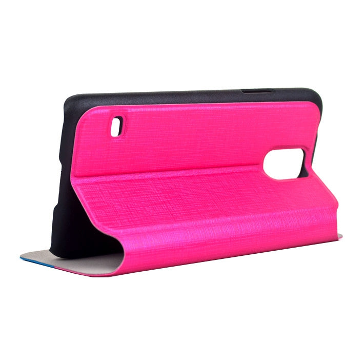 Mesh Texture Horizontal Flip Leather Case with Call Display ID for Galaxy S5 / G900(Magenta)