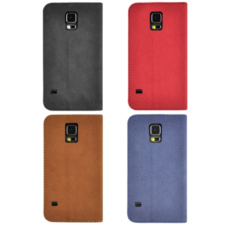 Notebook Style Frosted Texture Leather Case with Credit Card Slot & Holder for Galaxy S5 / G900