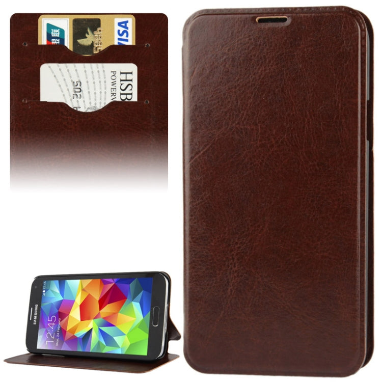 Crazy Horse Texture Leather Case with Credit Card Slot & Holder for Galaxy S5 / G900