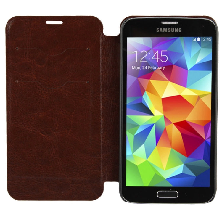 Crazy Horse Texture Leather Case with Credit Card Slot & Holder for Galaxy S5 / G900