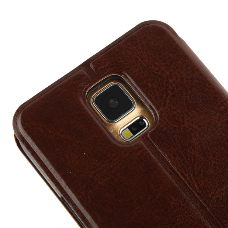 Crazy Horse Texture Leather Case with Credit Card Slot & Holder for Galaxy S5 / G900