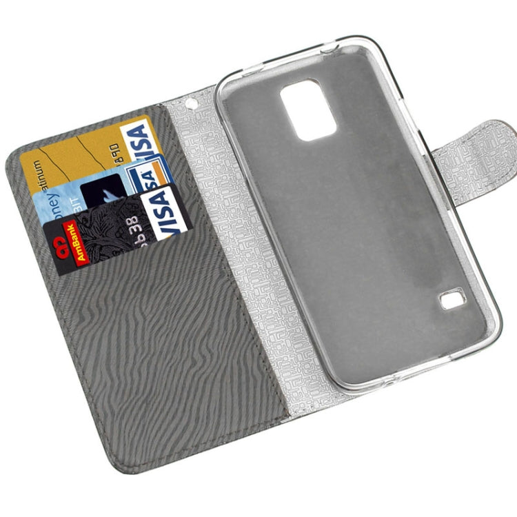 Zebra Texture Leather Case with Credit Card Slot & Holder & Lanyard for Galaxy S5 / G900