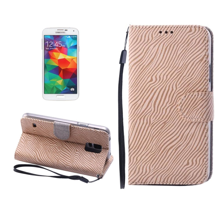 Zebra Texture Leather Case with Credit Card Slot & Holder & Lanyard for Galaxy S5 / G900
