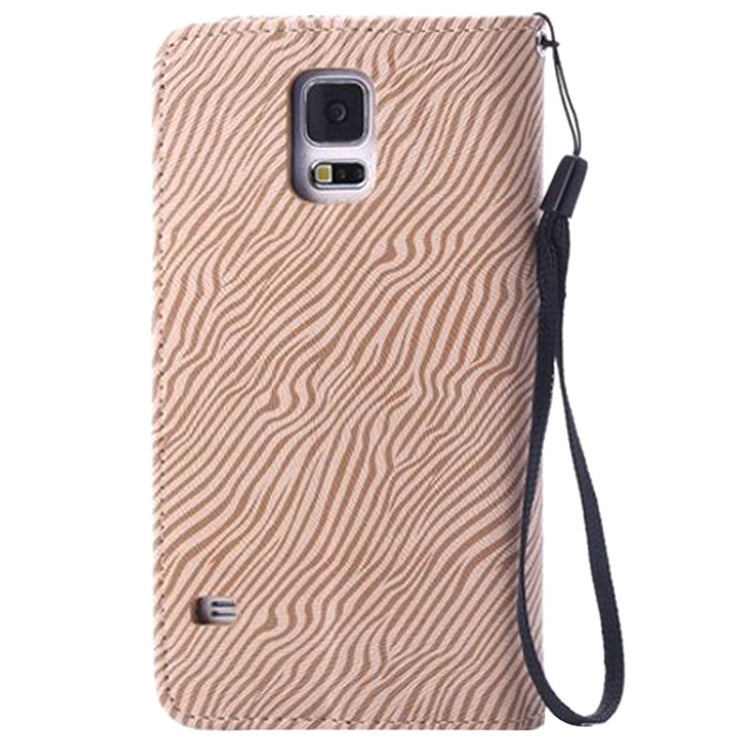 Zebra Texture Leather Case with Credit Card Slot & Holder & Lanyard for Galaxy S5 / G900