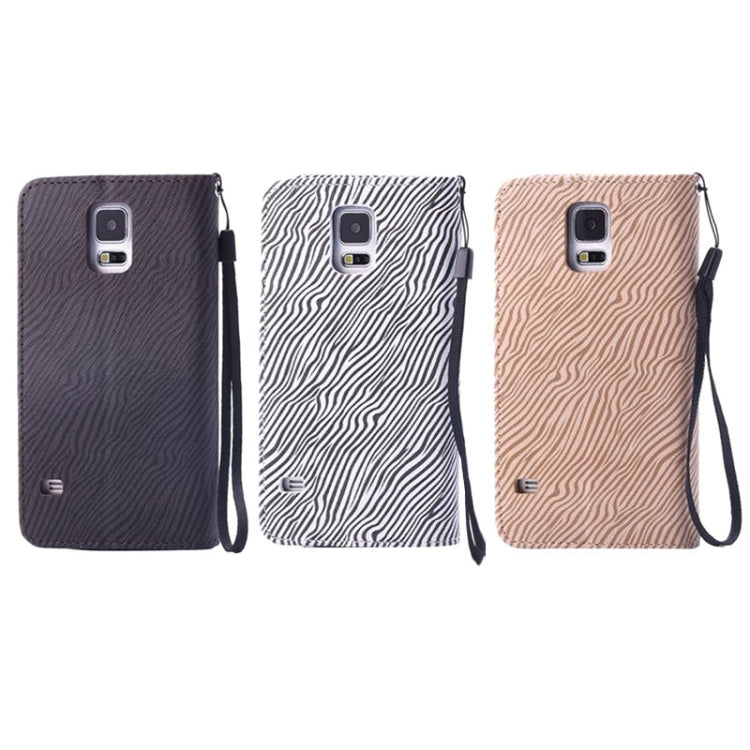 Zebra Texture Leather Case with Credit Card Slot & Holder & Lanyard for Galaxy S5 / G900