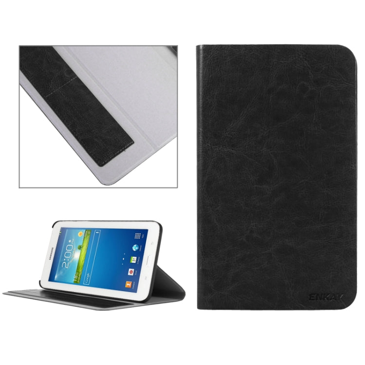 ENKAY Crazy Horse Texture Leather Case with Holder & Credit Card Slot for Galaxy Tab 3 Lite T110 / T111, ENK-7058