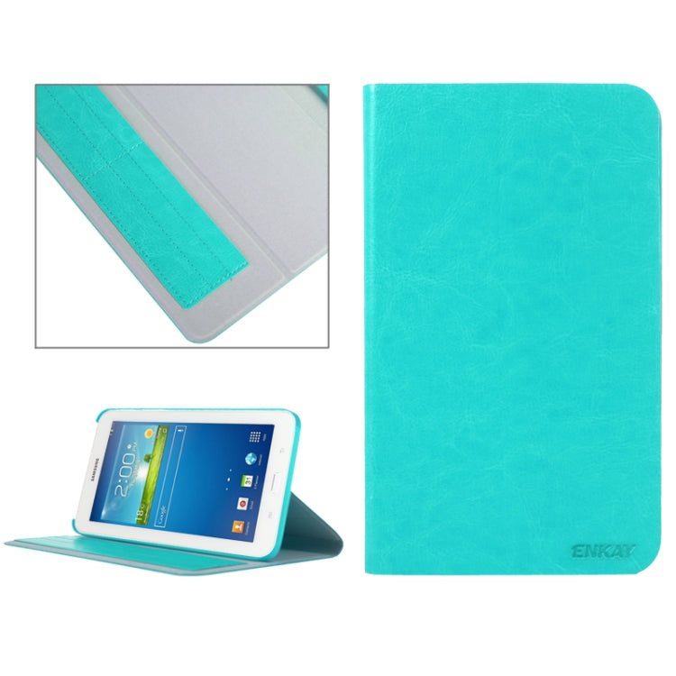 ENKAY Crazy Horse Texture Leather Case with Holder & Credit Card Slot for Galaxy Tab 3 Lite T110 / T111, ENK-7058