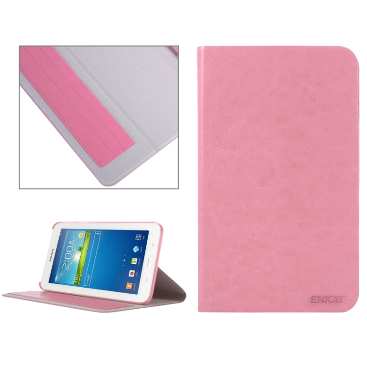 ENKAY Crazy Horse Texture Leather Case with Holder & Credit Card Slot for Galaxy Tab 3 Lite T110 / T111, ENK-7058