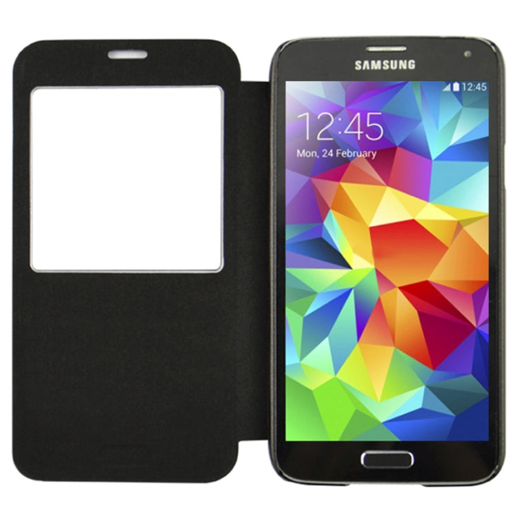 Oracle Texture Horizontal Flip Leather Case with Call Display ID for Galaxy S5 / G900