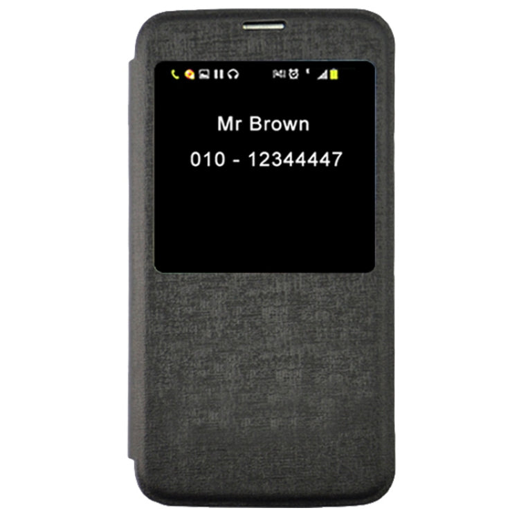 Oracle Texture Horizontal Flip Leather Case with Call Display ID for Galaxy S5 / G900