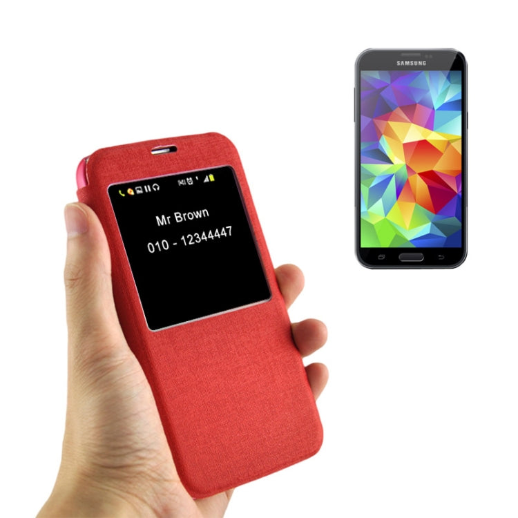 Oracle Texture Horizontal Flip Leather Case with Call Display ID for Galaxy S5 / G900