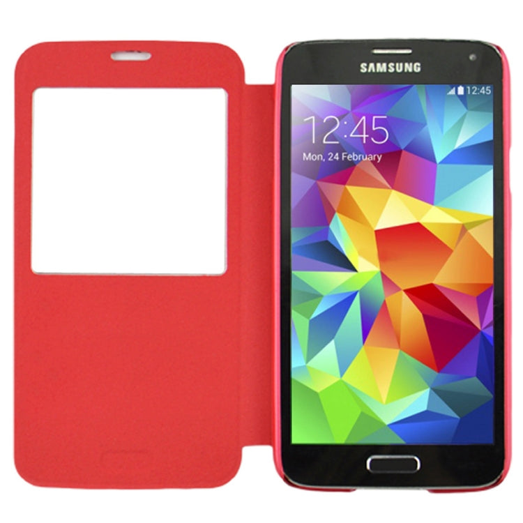Oracle Texture Horizontal Flip Leather Case with Call Display ID for Galaxy S5 / G900