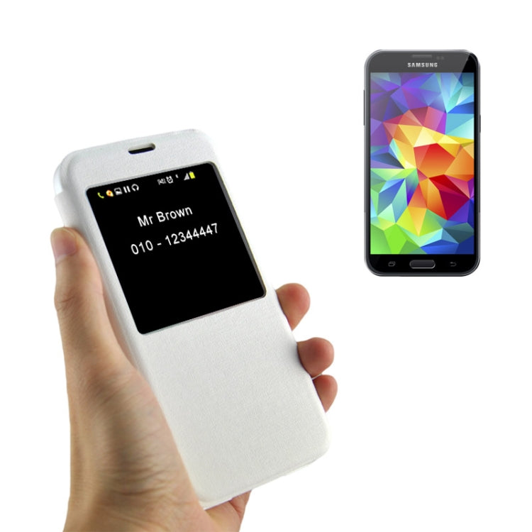 Oracle Texture Horizontal Flip Leather Case with Call Display ID for Galaxy S5 / G900