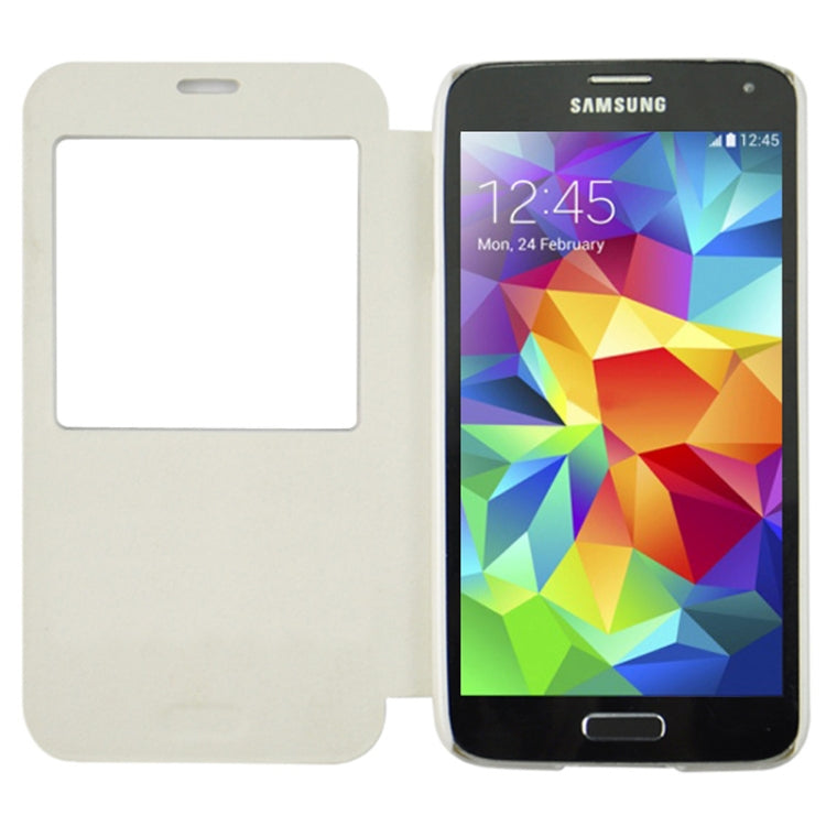 Oracle Texture Horizontal Flip Leather Case with Call Display ID for Galaxy S5 / G900