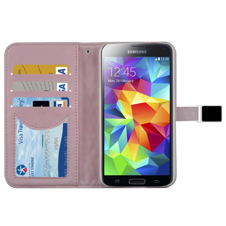 Grid Texture Horizontal Flip Leather Case with Credit Card Slots & Holder for Galaxy S5 / G900