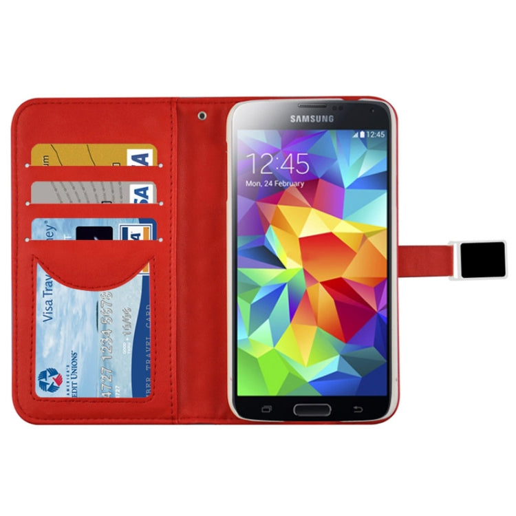 Grid Texture Horizontal Flip Leather Case with Credit Card Slots & Holder for Galaxy S5 / G900