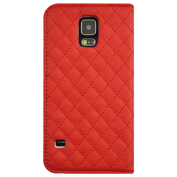 Grid Texture Horizontal Flip Leather Case with Credit Card Slots & Holder for Galaxy S5 / G900