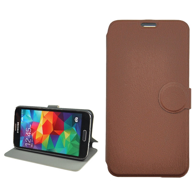 Coin Shape Magnetic Buckle Wood Texture Leather Case with Holder for Galaxy S5 / G900