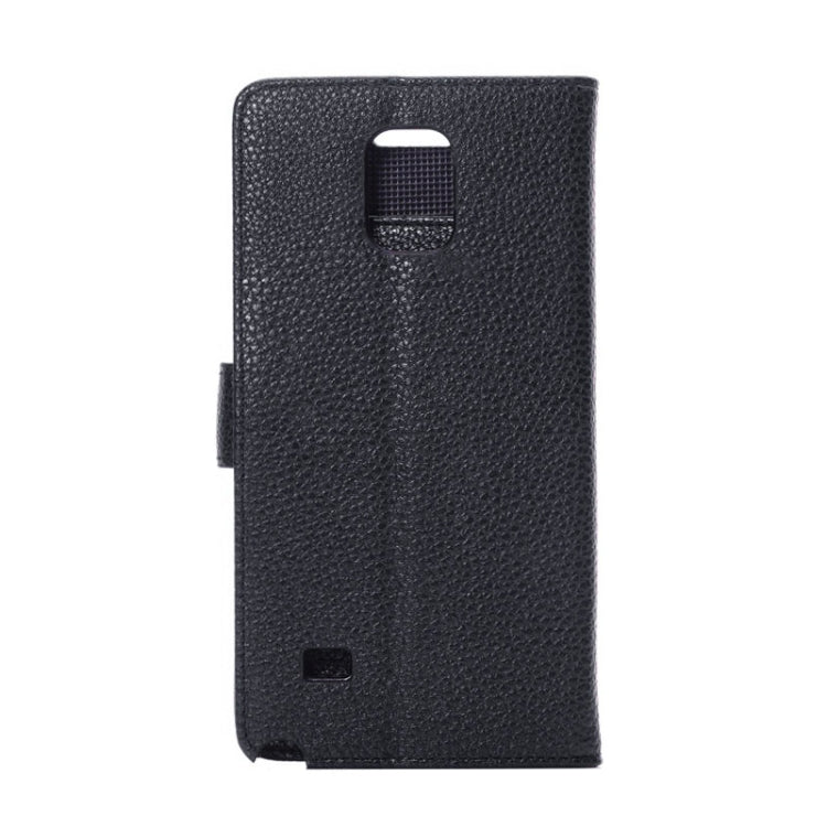 Litchi Texture Magnetic Button Horizontal Flip Leather Case with Holder & Card Slots & Wallet for Galaxy Note 4