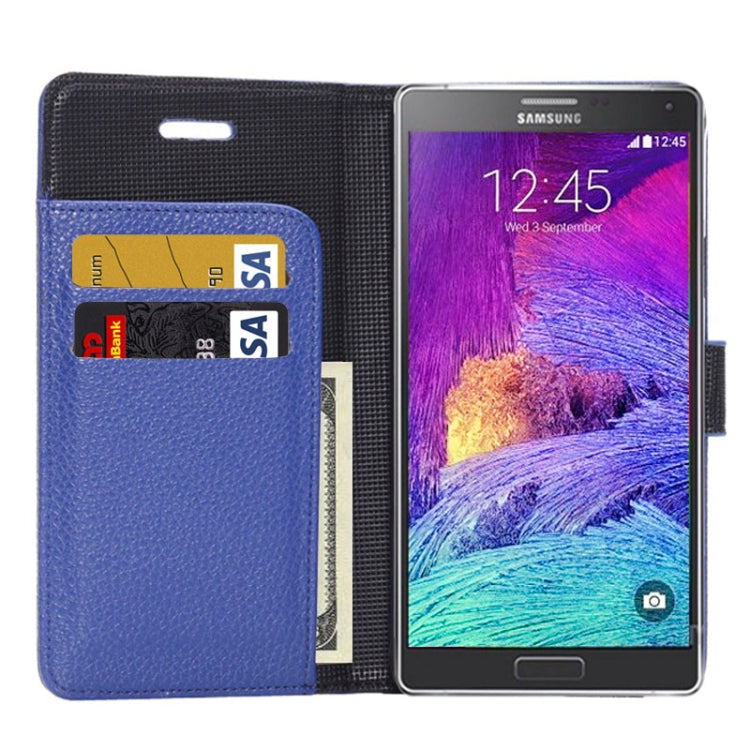 Litchi Texture Magnetic Button Horizontal Flip Leather Case with Holder & Card Slots & Wallet for Galaxy Note 4
