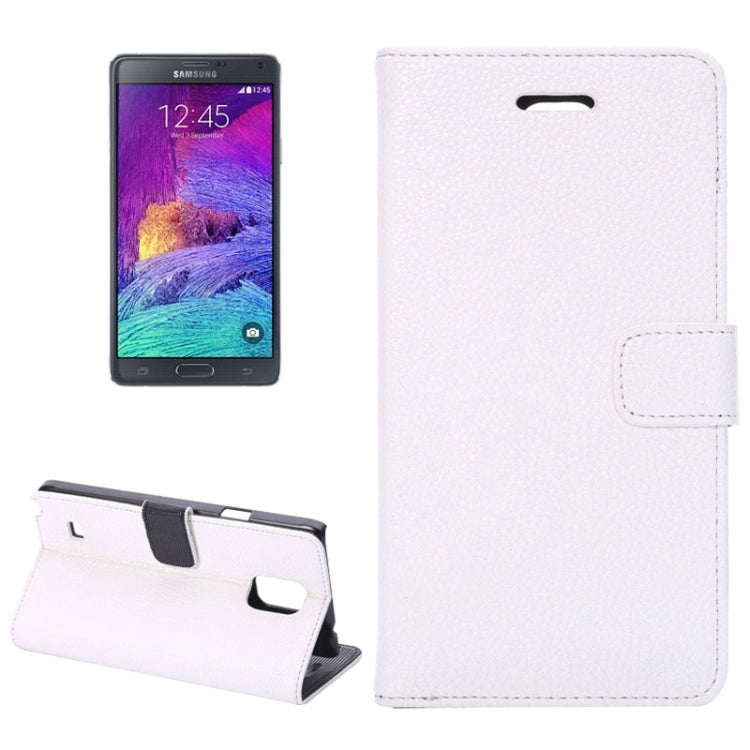 Litchi Texture Magnetic Button Horizontal Flip Leather Case with Holder & Card Slots & Wallet for Galaxy Note 4