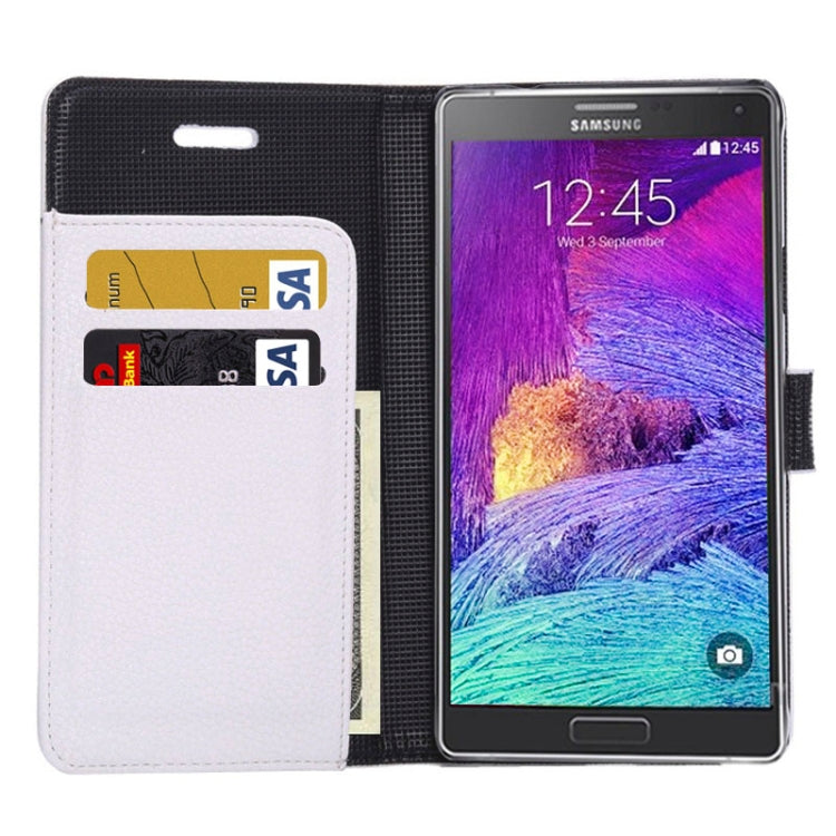 Litchi Texture Magnetic Button Horizontal Flip Leather Case with Holder & Card Slots & Wallet for Galaxy Note 4