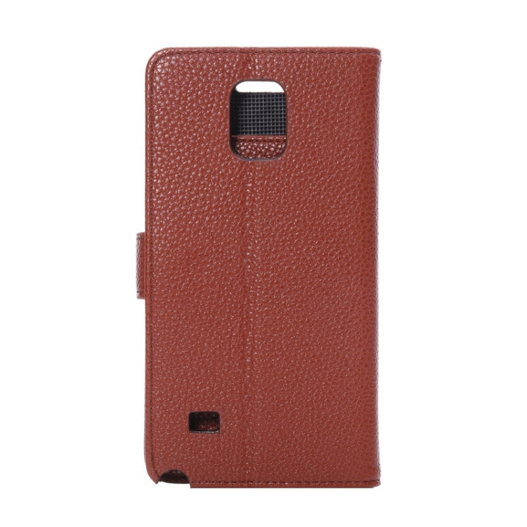 Litchi Texture Magnetic Button Horizontal Flip Leather Case with Holder & Card Slots & Wallet for Galaxy Note 4