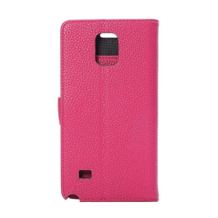 Litchi Texture Magnetic Button Horizontal Flip Leather Case with Holder & Card Slots & Wallet for Galaxy Note 4