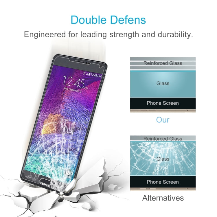 2 PCS for Galaxy Note 4 0.26mm 9H Surface Hardness Explosion-proof Non-full Screen Tempered Glass Film