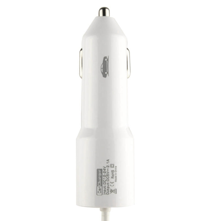5.1V 2.1A Micro USB Teleson Car Charger Coiled Cable for Galaxy S5 / G900 / Note III / N9000 (White)
