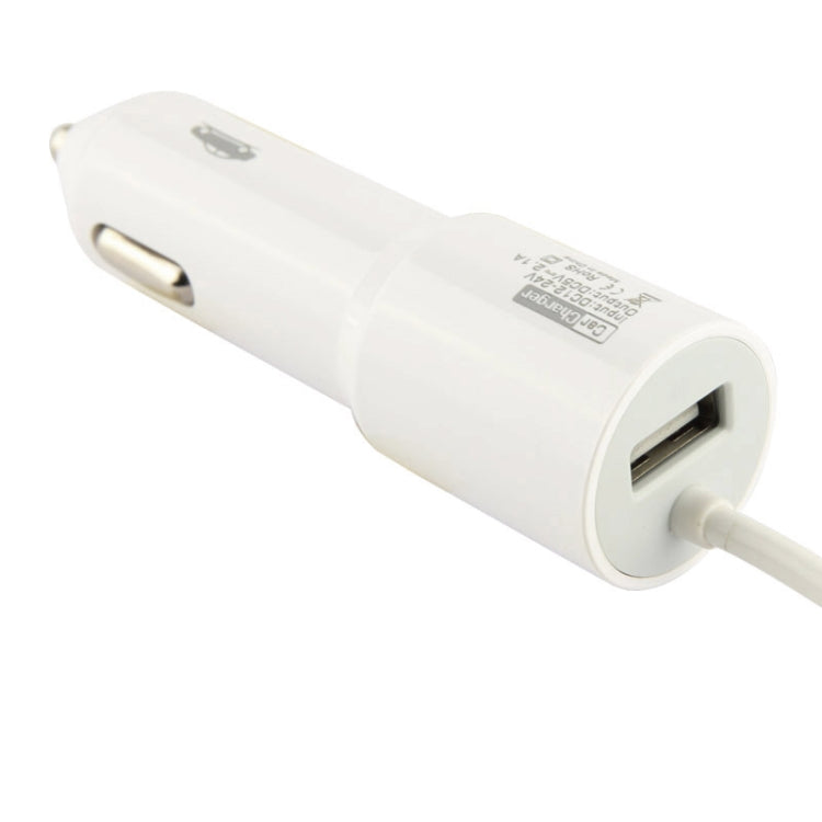 5.1V 2.1A Micro USB Teleson Car Charger Coiled Cable for Galaxy S5 / G900 / Note III / N9000 (White)