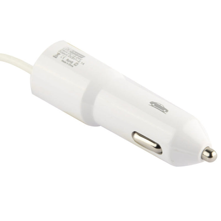 5.1V 2.1A Micro USB Teleson Car Charger Coiled Cable for Galaxy S5 / G900 / Note III / N9000 (White)