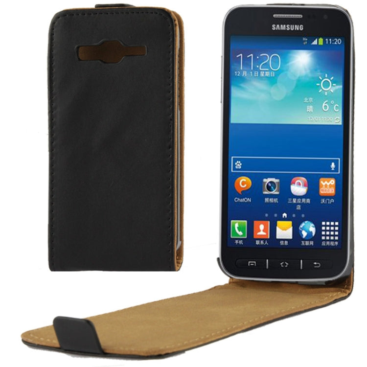 Vertical Flip Leather Magnetic Buckle Case for Galaxy S4 Active mini / i8580 (Black)