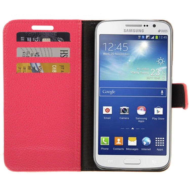 Lichee Texture Horizontal Flip Button Leather Case with Credit Card Slots & Holder for Galaxy Grand 2 / G7106