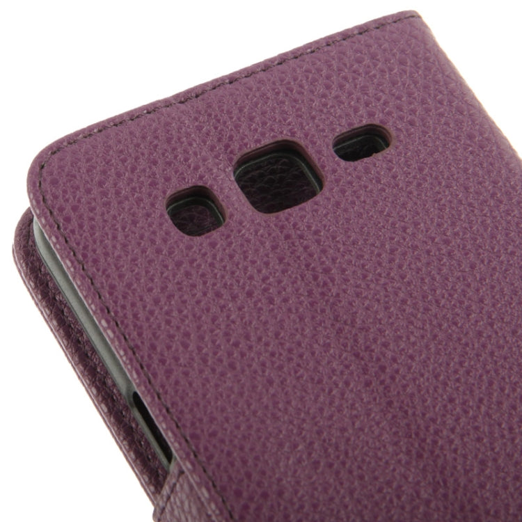 Lichee Texture Horizontal Flip Button Leather Case with Credit Card Slots & Holder for Galaxy Grand 2 / G7106