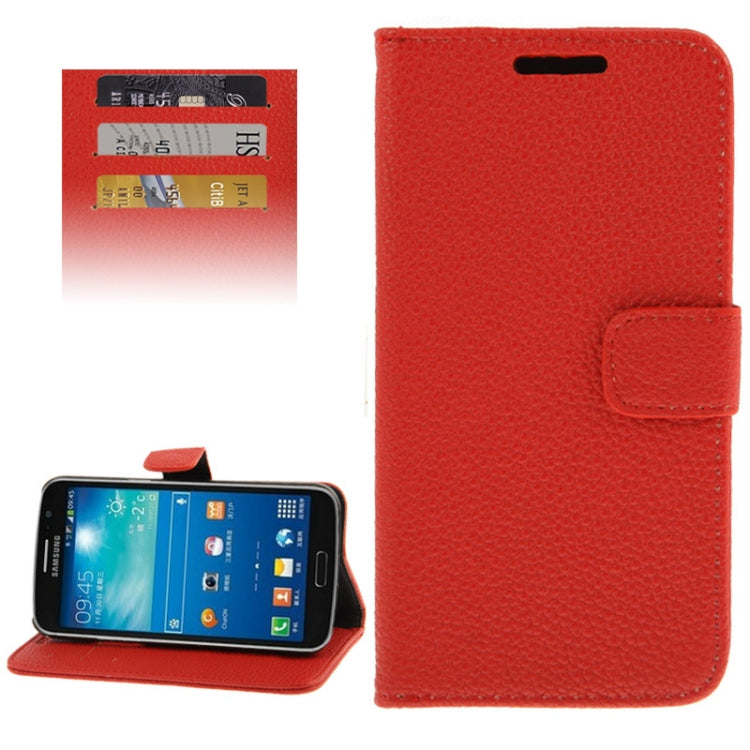 Lichee Texture Horizontal Flip Button Leather Case with Credit Card Slots & Holder for Galaxy Grand 2 / G7106