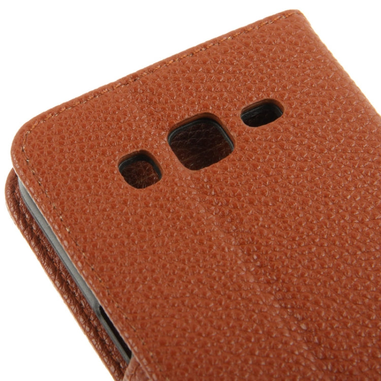 Lichee Texture Horizontal Flip Button Leather Case with Credit Card Slots & Holder for Galaxy Grand 2 / G7106