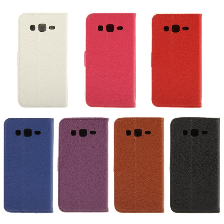 Lichee Texture Horizontal Flip Button Leather Case with Credit Card Slots & Holder for Galaxy Grand 2 / G7106