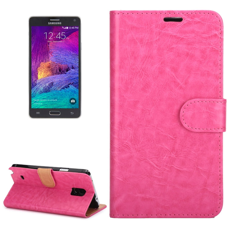 Crazy Horse Texture Horizontal Flip Magnetic Button Leather Case with Holder & Card Slots & Wallet for Galaxy Note 4