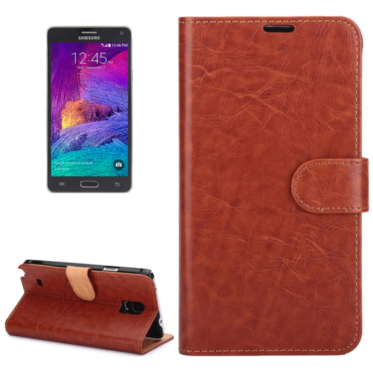 Crazy Horse Texture Horizontal Flip Magnetic Button Leather Case with Holder & Card Slots & Wallet for Galaxy Note 4
